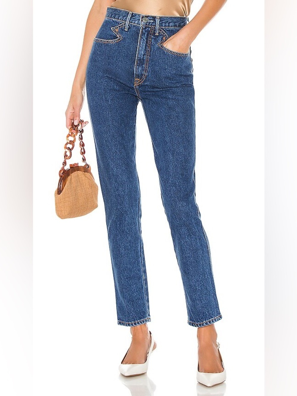 GRLFRND | ROSSANA DENIM JEANS IN CALL IT LOVE WASH SIZE 25 STRAIGHT LEG